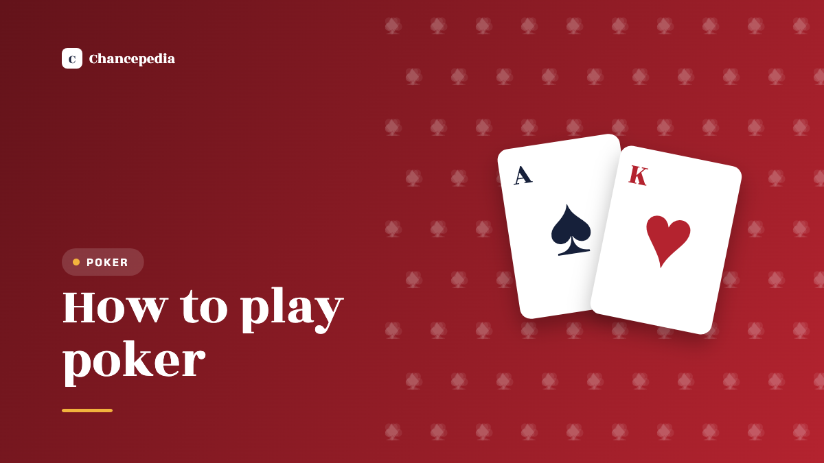Playing cards beside the label How to play poker on a red panel