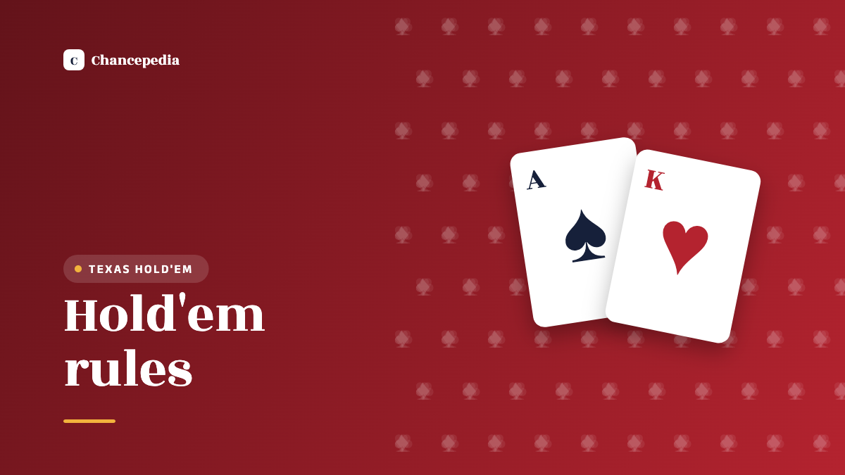 Playing cards beside the label Hold'em rules on a red panel