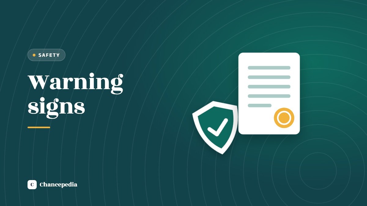 A checklist page and a shield with a tick on a dark teal background beside the words Warning signs